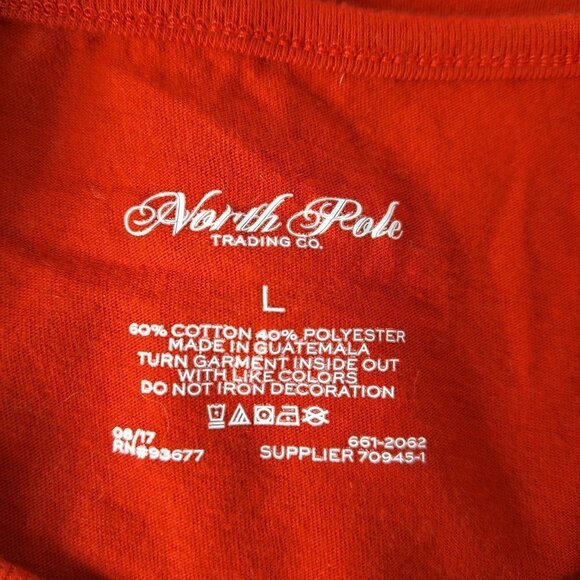 North Pole Trading Co Santa Dog Shirt Large Red White - Picture 3 of 3